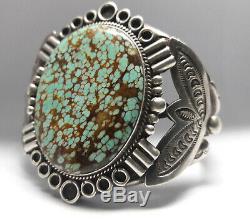 Fred Harvey Number 8 Turquoise Sterling Silver cuff bracelet 65 grams
