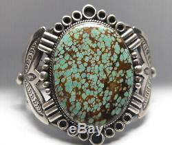 Fred Harvey Number 8 Turquoise Sterling Silver cuff bracelet 65 grams