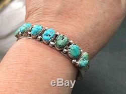 Fred Harvey Period Turquoise Sterling Silver Bracelet/ Stunning