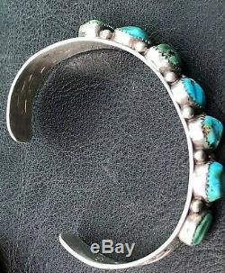 Fred Harvey Period Turquoise Sterling Silver Bracelet/ Stunning