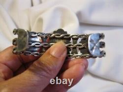 Fred Harvey Petrified Wood Sterling Cuff Bracelet Beautiful Stone, Silverwork