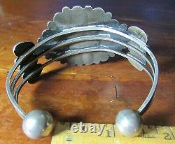 Fred Harvey Southwest Repousse DOMED Cluster Concho SILVER Cuff Bracelet MEXICO