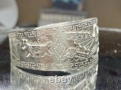 Fred Harvey Southwestern Style Sterling Silver Polished Bracelet 29 Grams