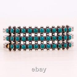 Fred Harvey Sterling 3 Row Snake Eye Turquoise Rain Drops Cuff Bracelet 6.75