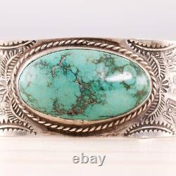 Fred Harvey Sterling Green Turquoise Bump Ups Arrow Stamps Cuff Bracelet 6.5