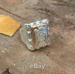 Fred Harvey Sterling Silver 925 & Copper 1930-1940 Mexican Biker ring style