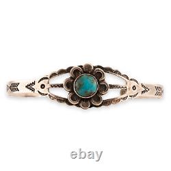 Fred Harvey Sterling Silver Blue Turquoise Arrow Stamps Cuff Bracelet 6.75
