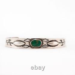Fred Harvey Sterling Silver Green Turquoise Bump Ups Stamps Bracelet 6.5