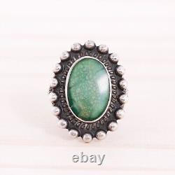 Fred Harvey Sterling Silver Green Turquoise Rain Drops Stamps Ring Size 5.75