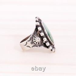 Fred Harvey Sterling Silver Green Turquoise Rain Drops Stamps Ring Size 5.75