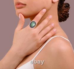 Fred Harvey Sterling Silver Green Turquoise Rain Drops Stamps Ring Size 5.75