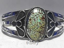 Fred Harvey Sterling Silver Number 8 Turquoise cuff bracelet 32.5 grams