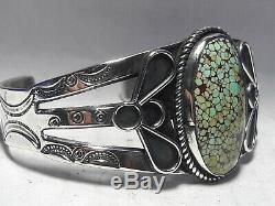 Fred Harvey Sterling Silver Number 8 Turquoise cuff bracelet 32.5 grams
