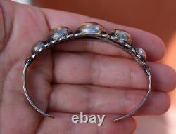 Fred Harvey Sterling Silver Old Pawn Navajo Thunderbird Stamped Cuff Bracelet