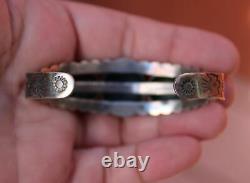 Fred Harvey Sterling Silver Old Pawn Navajo Thunderbird Stamped Cuff Bracelet