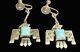 Fred Harvey Sterling Silver Thunderbird Turquoise Screw Back Earrings Must See