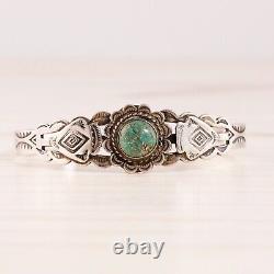 Fred Harvey Sterling Silver Web Turquoise Arrow Stamps Cuff Bracelet 6.25