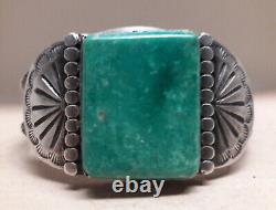 Fred Harvey Style Fox Turquoise Sterling Silver cuff bracelet 48 grams