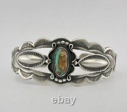 Fred Harvey Style Navajo Sterling Silver Royston Turquoise Arrow Cuff Bracelet