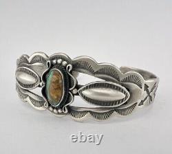 Fred Harvey Style Navajo Sterling Silver Royston Turquoise Arrow Cuff Bracelet