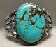 Fred Harvey Style Spiderweb Turquoise Sterling Silver Cuff Bracelet 61 Grams