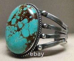 Fred Harvey Style Spiderweb Turquoise Sterling Silver cuff bracelet 61 grams