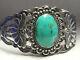 Fred Harvey Style Stone Mountain Turquoise Sterling Silver Cuff Bracelet 40 Gram