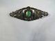 Fred Harvey Thunderbird Silver Ingot Brooch With Green Turquoise