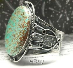Fred Harvey Thunderbird Sterling Silver Turquoise cuff bracelet 70 grams