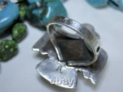 Fred Harvey Tribute YUNGIA Webbed TURQUOISE STERLING Silver THUNDERBIRD Ring sz7