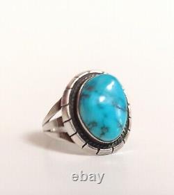 Fred Harvey Turquoise Ring Sterling Silver Southwestern Size 8