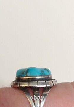 Fred Harvey Turquoise Ring Sterling Silver Southwestern Size 8