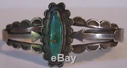 Fred Harvey Vintage Navajo Indian Silver Arrows Turquoise Cuff Bracelet