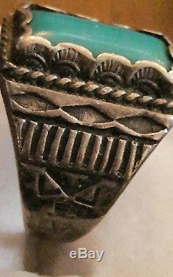 Fred Harvey Vintage Pawn Sterling Silver Turquoise Men's Ring