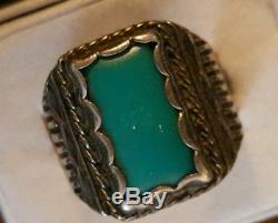 Fred Harvey Vintage Pawn Sterling Silver Turquoise Men's Ring
