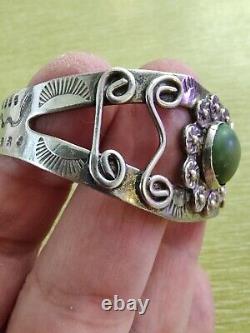 Fred Harvey Vintage Sterling Silver Cuff Bracelet Navajo