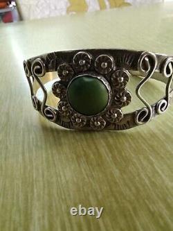 Fred Harvey Vintage Sterling Silver Cuff Bracelet Navajo