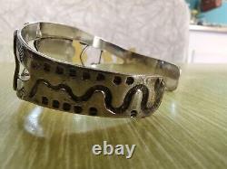 Fred Harvey Vintage Sterling Silver Cuff Bracelet Navajo