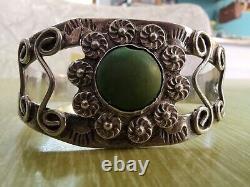 Fred Harvey Vintage Sterling Silver Cuff Bracelet Navajo