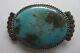 Fred Harvey Vtg Native American Sterling Silver Large Turquoise With Matrix Brooch
