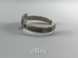 Fred Harvey Whirling Log Arrow Cuff Sterling Silver Bracelet Old Pawn Native