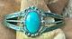 Fred Harvey Bracelet Large Oval Turquoise Sterling By Bell