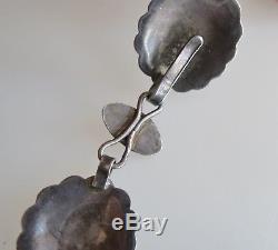 Fred Harvey early sterling silver petite stamped concho necklace or hat band 26