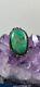 Fred Harvey Era Large Green Turquoise Ring Sterling Silver 925 Size 7 Stunning