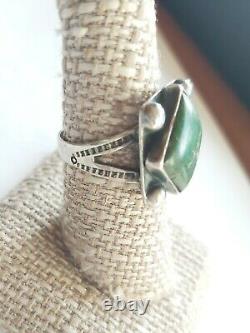 Fred Harvey era NAVAJO STERLING SILVER & TURQUOISE RING SZ 6