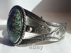 Fred Harvey era Number 8 Turquoise Sterling Silver cuff bracelet 39.4 grams