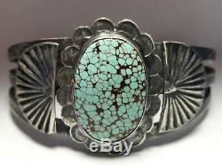 Fred Harvey era Number 8 Turquoise Sterling Silver cuff bracelet 42 grams