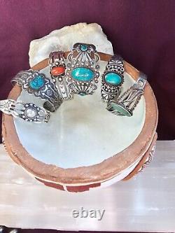 Fred Harvey era turquoise cuff stamped Silver Products Coin Silver