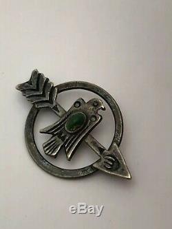 Fred Harvey sterling silver turquoise ARROW pin brooch