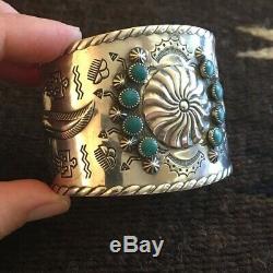 Fred Harvey style sterling silver cuff bracelet
